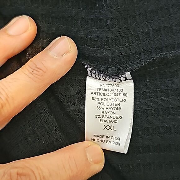 CHASER Waffle Knit Henley Thermal Black Long Sleeve Four Button Cuff Size XXL - Picture 6 of 9